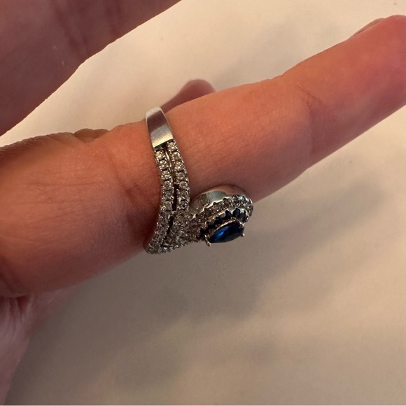Cubic Zirconia Sapphire Sterling Silver Ring - Picture 9 of 14